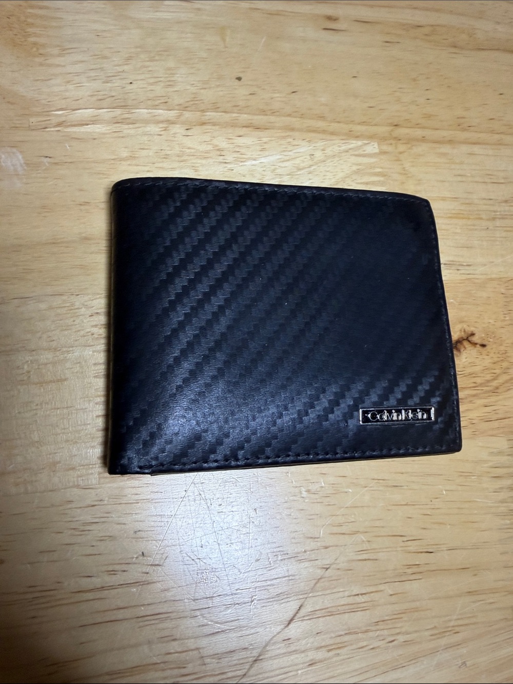 Calvin Klein Black Carbon-Texture Bi-Fold Card Holder